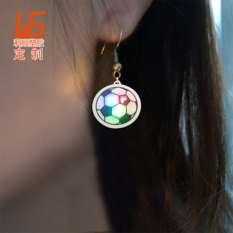 定制卡通硅胶LED发光耳坠 PVC卡通闪光耳钉