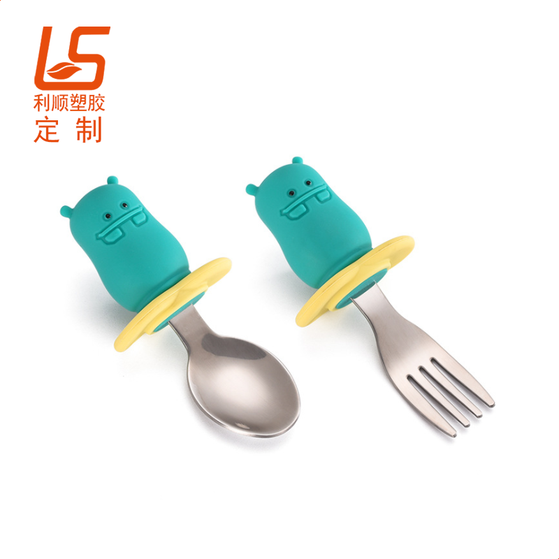 定制硅胶婴儿勺子 儿童硅胶叉子